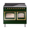 ILVE Nostalgie II Noblesse 40-Inch 4.3 Cu. Ft. Dual Oven Induction Range with 6 Elements and Triple Glass Door in Emerald Green with Brass Trim (UNDI406NMPEGG)