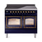 ILVE Nostalgie II Noblesse 40-Inch 4.3 Cu. Ft. Dual Oven Induction Range with 6 Elements and Triple Glass Door in Midnight Blue with Burnished Bronze Trim (UNDI406NMPMBB)
