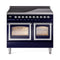 ILVE Nostalgie II Noblesse 40-Inch 4.3 Cu. Ft. Dual Oven Induction Range with 6 Elements and Triple Glass Door in Midnight Blue with Chrome Trim (UNDI406NMPMBC)