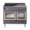 ILVE Nostalgie II Noblesse 40-Inch 4.3 Cu. Ft. Dual Oven Induction Range with 6 Elements and Triple Glass Door in Matte Graphite with Chrome Trim (UNDI406NMPMGC)