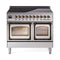 ILVE Nostalgie II Noblesse 40-Inch 4.3 Cu. Ft. Dual Oven Induction Range with 6 Elements and Triple Glass Door in Stainless Steel with Burnished Bronze Trim (UNDI406NMPSSB)