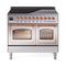 ILVE Nostalgie II Noblesse 40-Inch 4.3 Cu. Ft. Dual Oven Induction Range with 6 Elements and Triple Glass Door in Stainless Steel with Copper Trim (UNDI406NMPSSP)