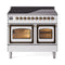 ILVE Nostalgie II Noblesse 40-Inch 4.3 Cu. Ft. Dual Oven Induction Range with 6 Elements and Triple Glass Door in White with Burnished Bronze Trim (UNDI406NMPWHB)