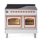 ILVE Nostalgie II Noblesse 40-Inch 4.3 Cu. Ft. Dual Oven Induction Range with 6 Elements and Triple Glass Door in White with Copper Trim (UNDI406NMPWHP)