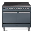 ILVE Professional Plus II 40-Inch 2.3 + 2.0 Cu. Ft. Induction Range with 6 Elements and Solid Door Oven in Blue Grey (UPDI406QMPBG)