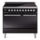 ILVE Professional Plus II 40-Inch 2.3 + 2.0 Cu. Ft. Induction Range with 6 Elements and Solid Door Oven in Glossy Black (UPDI406QMPBK)