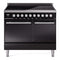 ILVE Professional Plus II 40-Inch 2.3 + 2.0 Cu. Ft. Induction Range with 6 Elements and Solid Door Oven in Glossy Black (UPDI406QMPBK)