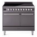 ILVE Professional Plus II 40-Inch 2.3 + 2.0 Cu. Ft. Induction Range with 6 Elements and Solid Door Oven in Matte Graphite (UPDI406QMPMG)