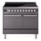 ILVE Professional Plus II 40-Inch 2.3 + 2.0 Cu. Ft. Induction Range with 6 Elements and Solid Door Oven in Matte Graphite (UPDI406QMPMG)