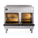 ILVE Professional Plus II 40-Inch 2.3 + 2.0 Cu. Ft. Induction Range with 6 Elements and Solid Door Oven in Stainless Steel (UPDI406QMPSS)