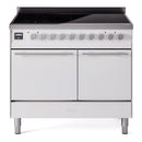 ILVE Professional Plus II 40-Inch 2.3 + 2.0 Cu. Ft. Induction Range with 6 Elements and Solid Door Oven in White (UPDI406QMPWH)