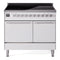 ILVE Professional Plus II 40-Inch 2.3 + 2.0 Cu. Ft. Induction Range with 6 Elements and Solid Door Oven in White (UPDI406QMPWH)