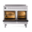 ILVE Professional Plus II 40-Inch 2.3 + 2.0 Cu. Ft. Induction Range with 6 Elements and Solid Door Oven in White (UPDI406QMPWH)