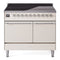 ILVE 40-Inch Nostalgie II Induction Range with Solid Door Oven in Antique White with Chrome Trim (UPDI406QNMPAWC)