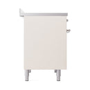 ILVE 40-Inch Nostalgie II Induction Range with Solid Door Oven in Antique White with Chrome Trim (UPDI406QNMPAWC)