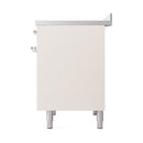ILVE 40-Inch Nostalgie II Induction Range with Solid Door Oven in Antique White with Chrome Trim (UPDI406QNMPAWC)