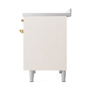 ILVE 40-Inch Nostalgie II Induction Range with Solid Door Oven in Antique White with Brass Trim (UPDI406QNMPAWG)