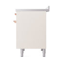 ILVE 40-Inch Nostalgie II Induction Range with Solid Door Oven in Antique White with Copper Trim (UPDI406QNMPAWP)