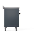 ILVE 40-Inch Nostalgie II Induction Range with Solid Door Oven in Blue Grey with Bronze Trim (UPDI406QNMPBGB)
