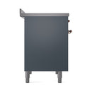 ILVE 40-Inch Nostalgie II Induction Range with Solid Door Oven in Blue Grey with Copper Trim (UPDI406QNMPBGP)