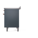ILVE 40-Inch Nostalgie II Induction Range with Solid Door Oven in Blue Grey with Copper Trim (UPDI406QNMPBGP)