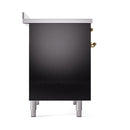 ILVE 40-Inch Nostalgie II Induction Range with Solid Door Oven in Glossy Black with Brass Trim (UPDI406QNMPBKG)