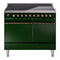 ILVE 40-Inch Nostalgie II Induction Range with Solid Door Oven in Emerald Green with Bronze Trim (UPDI406QNMPEGB)