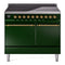 ILVE 40-Inch Nostalgie II Induction Range with Solid Door Oven in Emerald Green with Brass Trim (UPDI406QNMPEGG)
