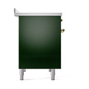 ILVE 40-Inch Nostalgie II Induction Range with Solid Door Oven in Emerald Green with Brass Trim (UPDI406QNMPEGG)