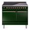 ILVE 40-Inch Nostalgie II Induction Range with Solid Door Oven in Emerald Green with Copper Trim (UPDI406QNMPEGP)