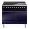 ILVE 40-Inch Nostalgie II Induction Range with Solid Door Oven in Midnight Blue with Bronze Trim (UPDI406QNMPMBB)