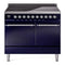 ILVE 40-Inch Nostalgie II Induction Range with Solid Door Oven in Midnight Blue with Chrome Trim (UPDI406QNMPMBC)
