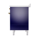 ILVE 40-Inch Nostalgie II Induction Range with Solid Door Oven in Midnight Blue with Chrome Trim (UPDI406QNMPMBC)