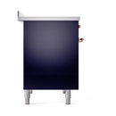 ILVE 40-Inch Nostalgie II Induction Range with Solid Door Oven in Midnight Blue with Copper Trim (UPDI406QNMPMBP)