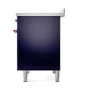 ILVE 40-Inch Nostalgie II Induction Range with Solid Door Oven in Midnight Blue with Copper Trim (UPDI406QNMPMBP)