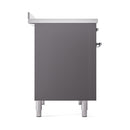ILVE 40-Inch Nostalgie II Induction Range with Solid Door Oven in Matte Graphite with Chrome Trim (UPDI406QNMPMGC)