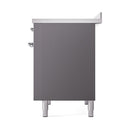 ILVE 40-Inch Nostalgie II Induction Range with Solid Door Oven in Matte Graphite with Chrome Trim (UPDI406QNMPMGC)