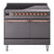 ILVE 40-Inch Nostalgie II Induction Range with Solid Door Oven in Matte Graphite with Copper Trim (UPDI406QNMPMGP)