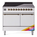 ILVE 40-Inch Nostalgie II Induction Range with Solid Door Oven in Custom RAL with Bronze Trim (UPDI406QNMPRAB)