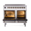ILVE 40-Inch Nostalgie II Induction Range with Solid Door Oven in Custom RAL with Bronze Trim (UPDI406QNMPRAB)