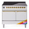 ILVE 40-Inch Nostalgie II Induction Range with Solid Door Oven in RAL with Brass Trim (UPDI406QNMPRAG)