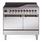 ILVE 40-Inch Nostalgie II Induction Range with Solid Door Oven in Stainless Steel with Bronze Trim (UPDI406QNMPSSB)