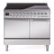 ILVE 40-Inch Nostalgie II Induction Range with Solid Door Oven in Stainless Steel with Chrome Trim (UPDI406QNMPSSC)