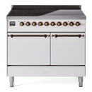 ILVE 40-Inch Nostalgie II Induction Range with Solid Door Oven in White with Bronze Trim (UPDI406QNMPWHB)