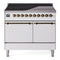 ILVE 40-Inch Nostalgie II Induction Range with Solid Door Oven in White with Bronze Trim (UPDI406QNMPWHB)