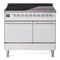 ILVE 40-Inch Nostalgie II Induction Range with Solid Door Oven in White with Chrome Trim (UPDI406QNMPWHC)