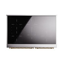 ILVE 40-Inch Nostalgie II Induction Range with Solid Door Oven in White with Brass Trim (UPDI406QNMPWHG)