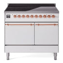 ILVE 40-Inch Nostalgie II Induction Range with Solid Door Oven in White with Copper Trim (UPDI406QNMPWHP)