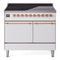 ILVE 40-Inch Nostalgie II Induction Range with Solid Door Oven in White with Copper Trim (UPDI406QNMPWHP)