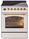 ILVE Nostalgie II 30-Inch Freestanding Electric Induction Range in Antique White with Brass Trim (UPI304NMPAWG)